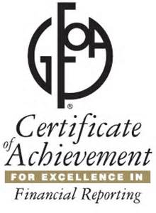 Certificate of Achievement for Excellence in Financial Reporting