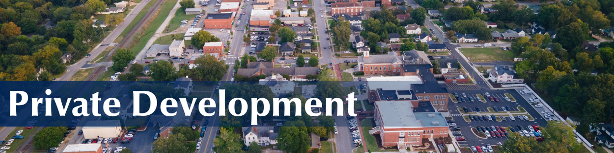 Private Development Header with photo of the Town of Clayton